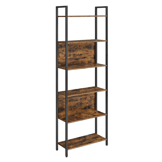 VASAGLE 6 Tier Bookshelf, Book Shelf, Industrial Bookcase, 9.4 x 24.4 x 73 Inches, Rustic Brown and Black