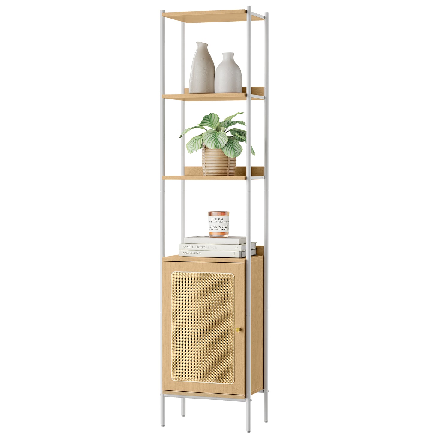 Combined Storage Rack, 6-Tier Bookcase Freestanding Storage Shelf for Home, Beige