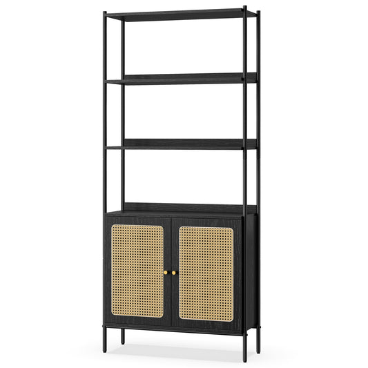 6-Tier Shelf Rack, Bookshelf with Door, Freestanding 30.1-Inch Wide Storage Shelf for Home