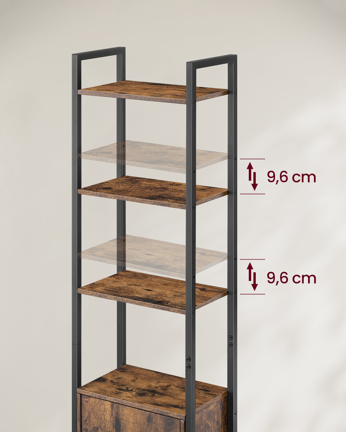 Combined Storage Rack, 6-Tier Large Capacity Bookshelf, Adjustable Shelves for Home, Brown