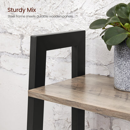 VASAGLE Ladder Shelf 4-Tier Bookshelf Storage Rack, Bookcase with Steel Frame for Living Room Home Office Kitchen Greige and Black