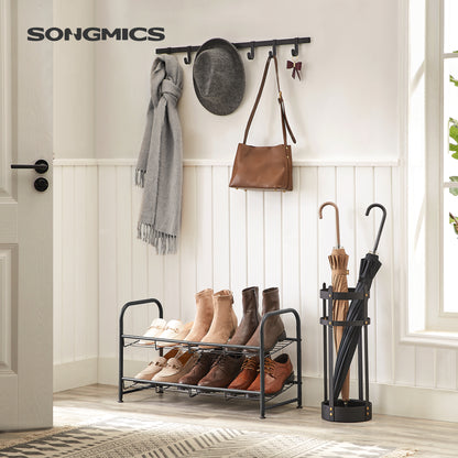 SONGMICS 2-Tier Stackable Shoe Rack Shoe Storage Organizer Black