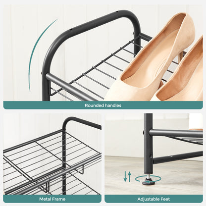 SONGMICS 2-Tier Stackable Shoe Rack Shoe Storage Organizer Black