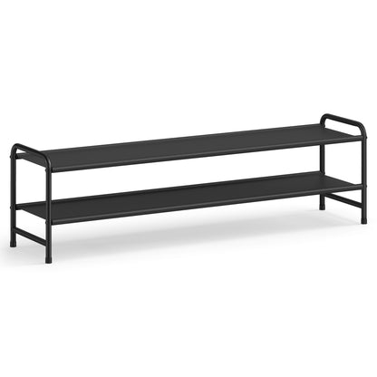 SONGMICS Long Shoe Rack Organizer for Closet, Free Standing Shoe Storage Shelf, Holds 12-15 Pairs, for Entryway, Bedroom, Easy to Assemble, 11.4 x 42.5 x 13.7 Inches, 2 Tiers, Ink Black
