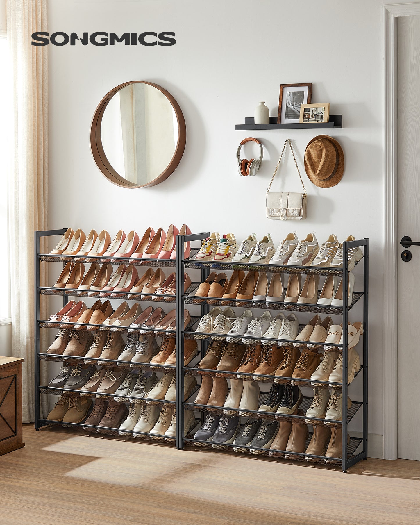 Shoe Rack, 12-Tier Shoe Organizer, Metal Shoe Storage for Garage, Entryway, Set of 2 6-Tier Stackable Shoe Shelf,Holds 48-60 Pairs