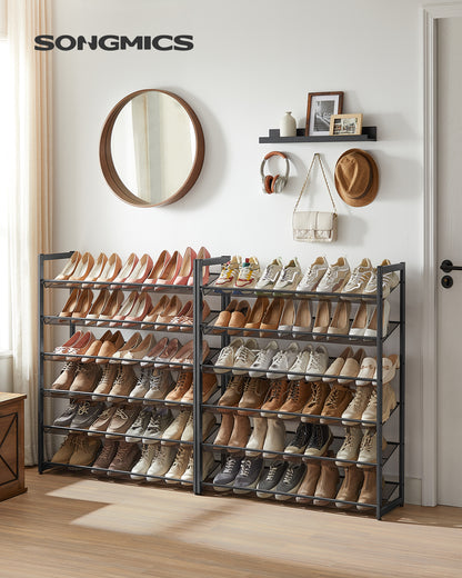 Shoe Rack, 12-Tier Shoe Organizer, Metal Shoe Storage for Garage, Entryway, Set of 2 6-Tier Stackable Shoe Shelf,Holds 48-60 Pairs