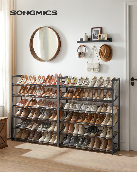 Shoe Rack, 12-Tier Shoe Organizer, Metal Shoe Storage for Garage, Entryway, Set of 2 6-Tier Stackable Shoe Shelf,Holds 48-60 Pairs