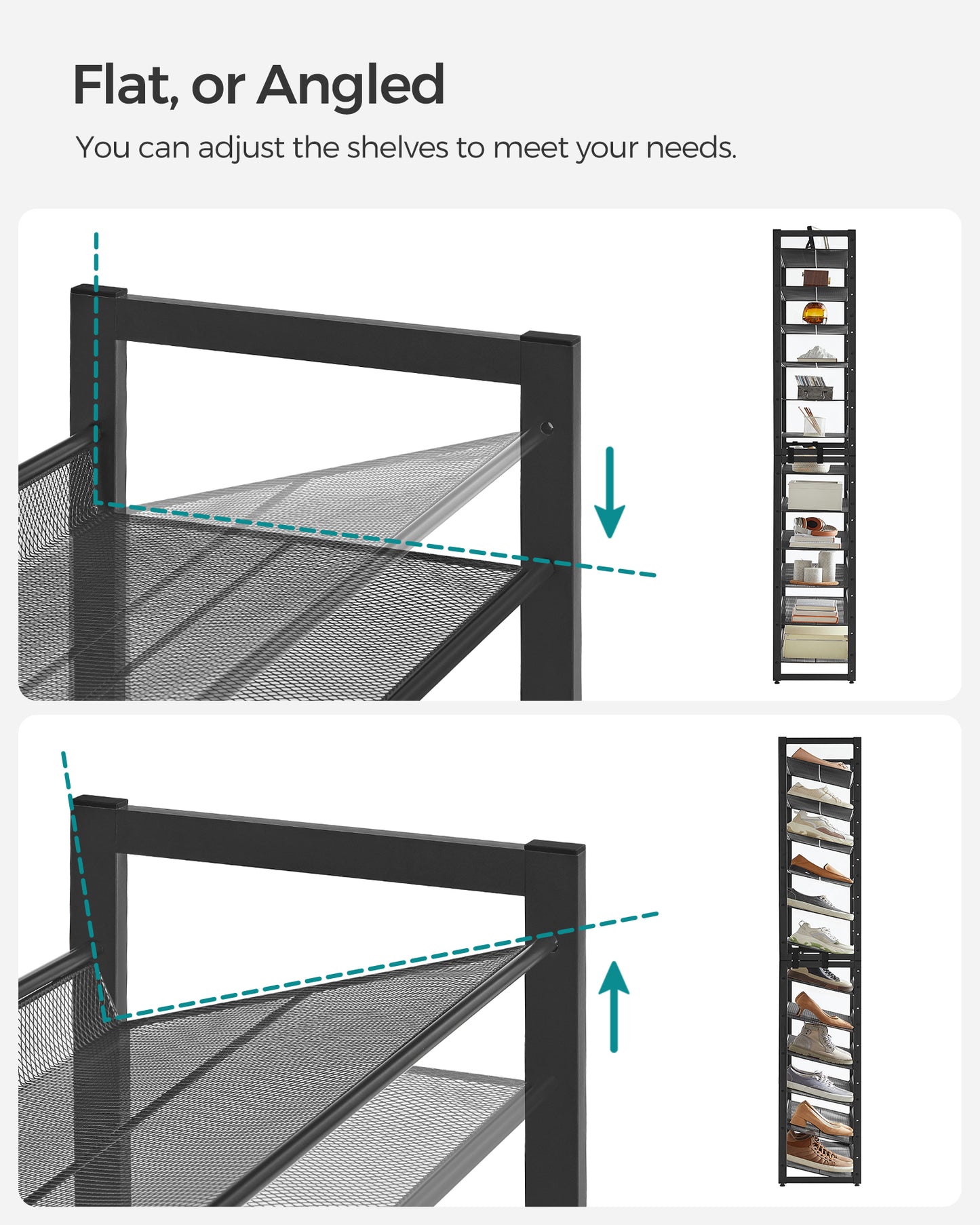 Shoe Rack, 12-Tier Shoe Organizer, Metal Shoe Storage for Garage, Entryway, Set of 2 6-Tier Stackable Shoe Shelf,Holds 48-60 Pairs