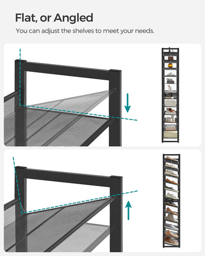 Shoe Rack, 12-Tier Shoe Organizer, Metal Shoe Storage for Garage, Entryway, Set of 2 6-Tier Stackable Shoe Shelf,Holds 48-60 Pairs