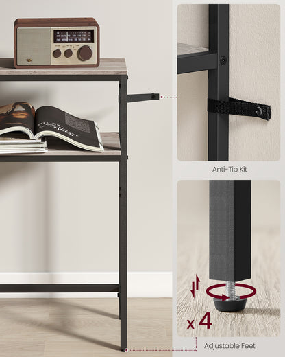 LEDREM Heather Greige and Ink Black Console Table. A 2 - Tier, 7.9 x 39.4 x 31.5 - Inch Narrow Entryway Table with 2 Shelves. Sofa Table