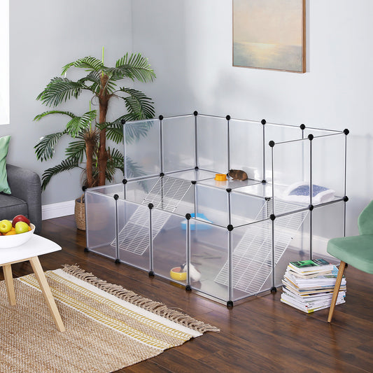 Guinea Pig Playpen with Dense Ramp, Indoor Rabbit Run Hutch Cage, Large Exercise Enclosure with Stairs, DIY Plastic Modular Fence for Hamster, Pet, Small Animals, White