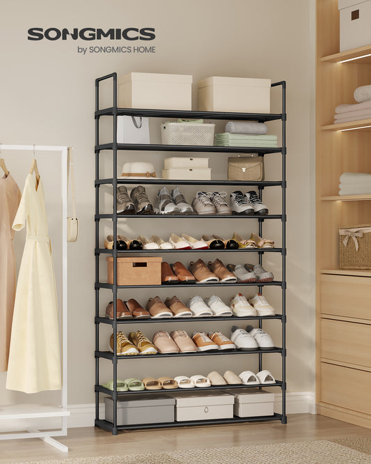 10-Tier Metal Shoe Rack for 44-55 Pairs, 68.1 Inch Adjustable Storage Organizer for Entryway, Black
