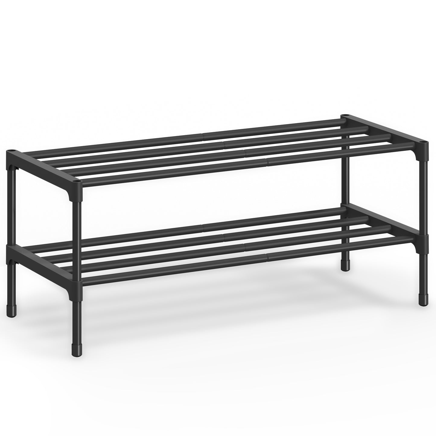 SONGMICS 2-Tier Shoe Rack for Closet, Compact Metal Shoe Organizer Shelf for Entryway, Bedroom, Small Spaces, 11.8 x 24.5 x 12.2 Inches, Black