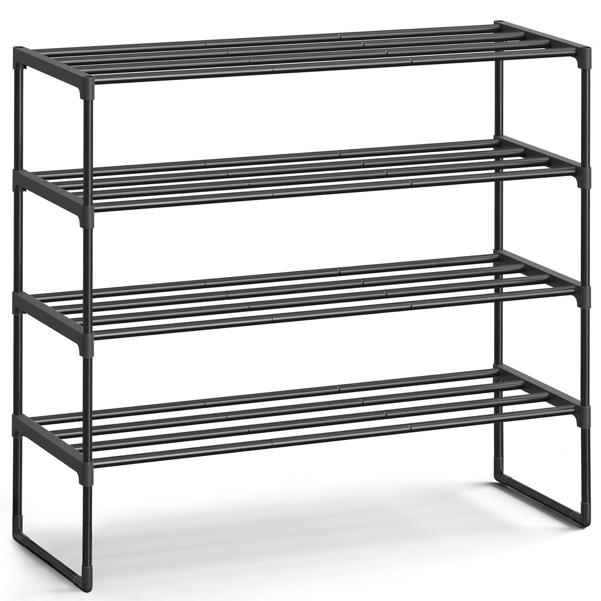 SONGMICS Shoe Rack, 4 Tier Shoe Organizer, Metal Shoe Storage Shelf for 20 Pairs of Shoes, Easy to Assemble, Entryway, Black