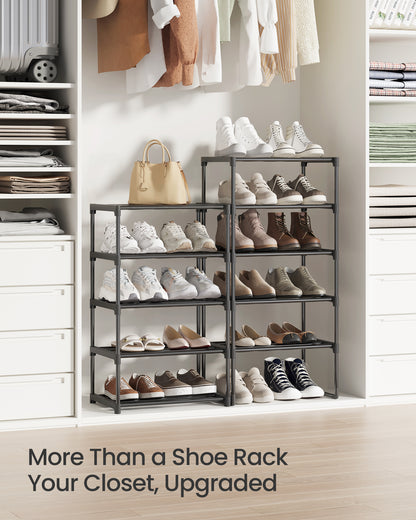 SONGMICS Shoe Rack, 10 Tier Shoe Organizer, Metal Shoe Storage Shelf for 20 Pairs of Shoes, Easy to Assemble, Entryway, Black