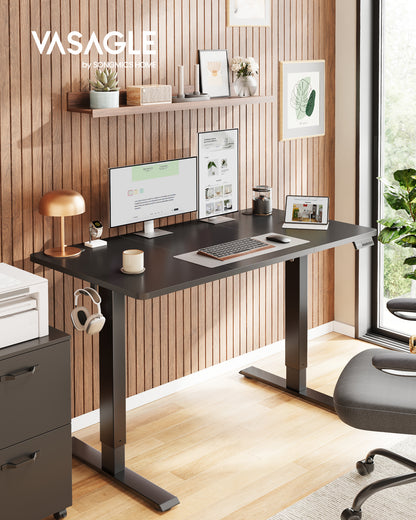 VASAGLE Electric Standing Desk, Height Adjustable Desk, Sedentary Reminder, 4 Memory Heights, for Home Office, 47.2 x 23.6 Inches, Ink Black