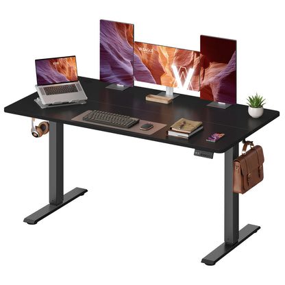 VASAGLE Electric Standing Desk, Height Adjustable Desk, Sedentary Reminder, 4 Memory Heights, for Home Office, 55.1 x 27.6 Inches, Ink Black
