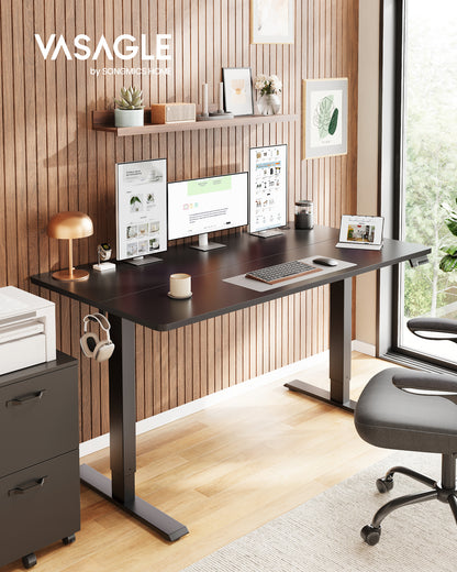 VASAGLE Electric Standing Desk, Height Adjustable Desk, Sedentary Reminder, 4 Memory Heights, for Home Office, 55.1 x 27.6 Inches, Ink Black