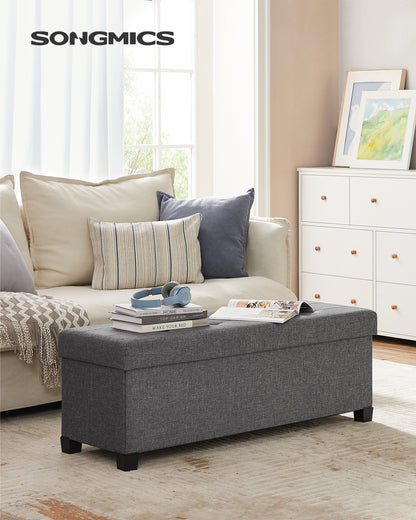 Storage Ottoman Bench, Foldable Foot Rest with Legs, End of Bed Bench, Storage Chest, Load up to 660 lb Entryway Dark Gray