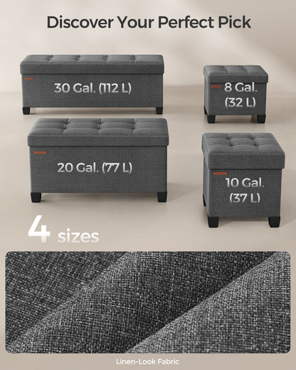 Storage Ottoman Bench, Foldable Foot Rest with Legs, End of Bed Bench, Storage Chest, Load up to 660 lb Entryway Dark Gray
