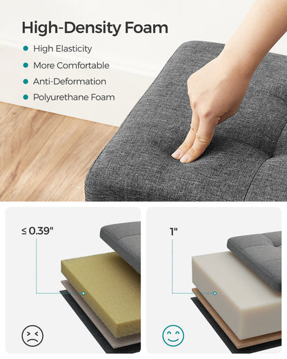 Storage Ottoman Bench, Foldable Foot Rest with Legs, End of Bed Bench, Storage Chest, Load up to 660 lb Entryway Dark Gray