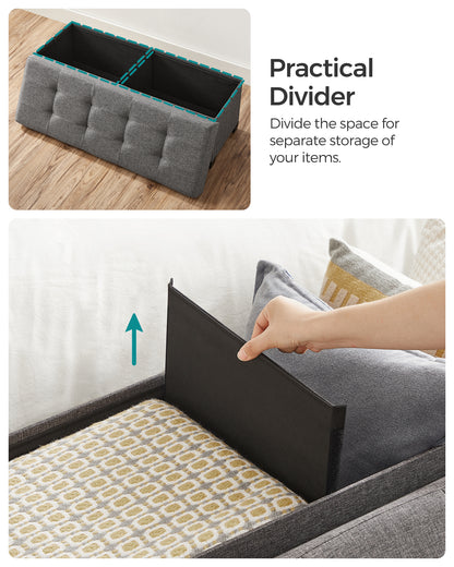 Storage Ottoman Bench, Foldable Foot Rest with Legs, End of Bed Bench, Storage Chest, Load up to 660 lb Entryway Dark Gray