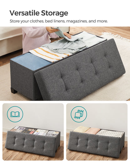 Storage Ottoman Bench, Foldable Foot Rest with Legs, End of Bed Bench, Storage Chest, Load up to 660 lb Entryway Dark Gray