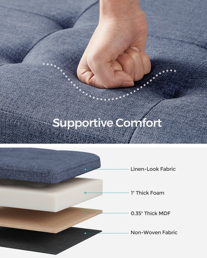 SONGMICS Storage Ottoman Bench Ottoman with Storage Footstool Hold up to 660 lb for Bedroom Living Room 43" Light Denim Blue