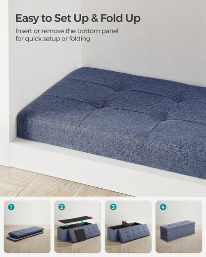 SONGMICS Storage Ottoman Bench Ottoman with Storage Footstool Hold up to 660 lb for Bedroom Living Room 43" Light Denim Blue