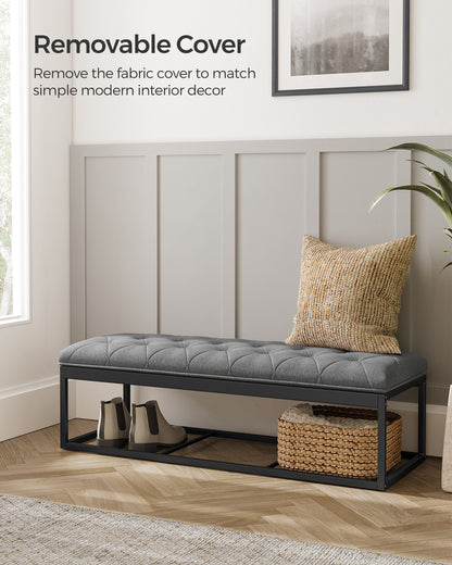 SONGMICS 15.7 x 43.3 x 15.7 Inches Storage Ottoman Bench Hold up to 660lbs Bedroom Ottoman Bench Dark Gray