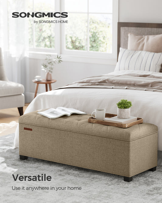 SONGMICS 43.3" Storage Ottoman Bench, Foot Rest with Legs, Ottoman with Storage, Rectangle End of Bed Bench, Storage Chest, Load up to 660 lb, Study