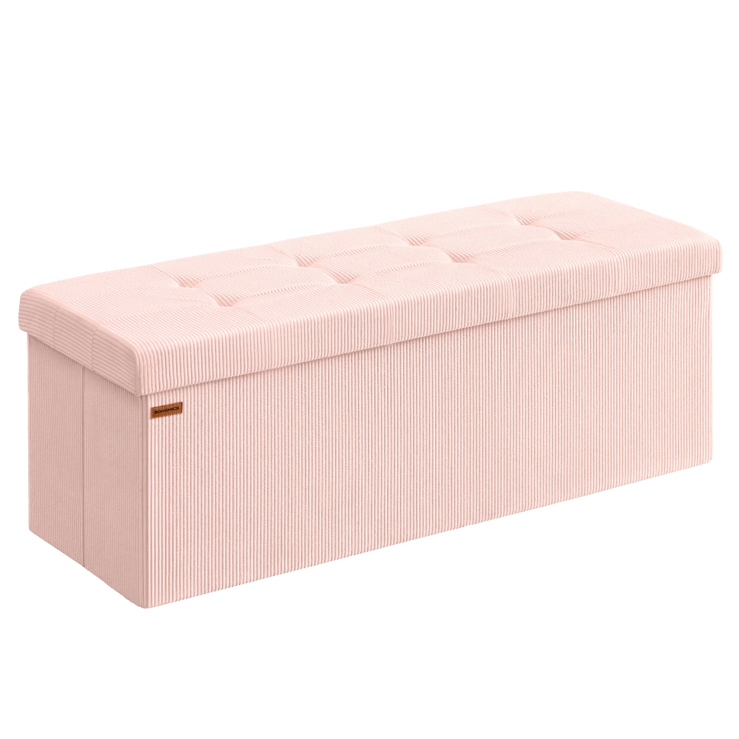 Storage Ottoman Bench, Foldable Foot Rest, 15 x 43 x 15 Inches, End of Bed Bench, Storage Chest, Load 660 lb, Living Room, Bedroom, Entryway, Jelly Pink