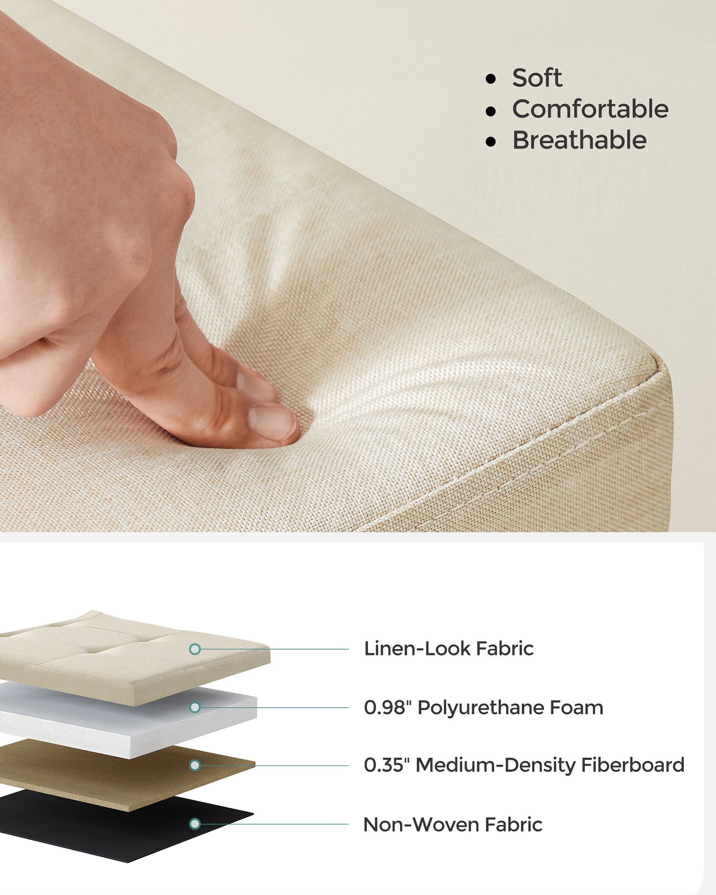 43" Storage Ottoman Bench Hold up to 660lb Ottoman with Storage Beige