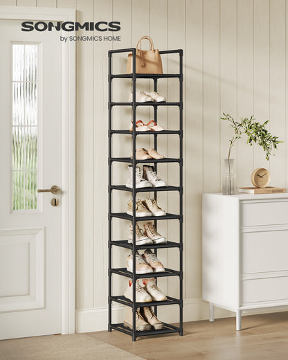 SONGMICS Shoe Rack 10 Tier Shoe Shelf Shoe Storage Organizer 13 x 13 x 68.1 Inches Black