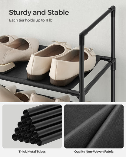 SONGMICS Shoe Rack 10 Tier Shoe Shelf Shoe Storage Organizer 13 x 13 x 68.1 Inches Black
