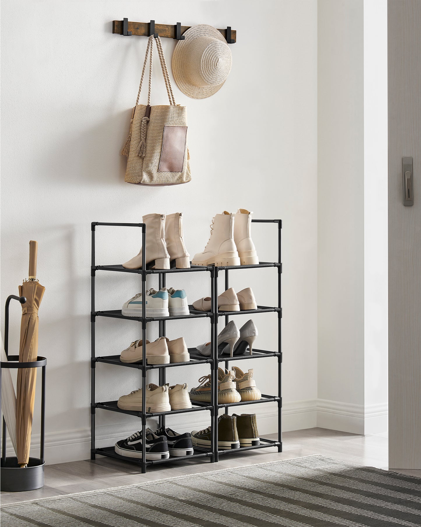 SONGMICS Shoe Rack 10 Tier Shoe Shelf Shoe Storage Organizer 13 x 13 x 68.1 Inches Black