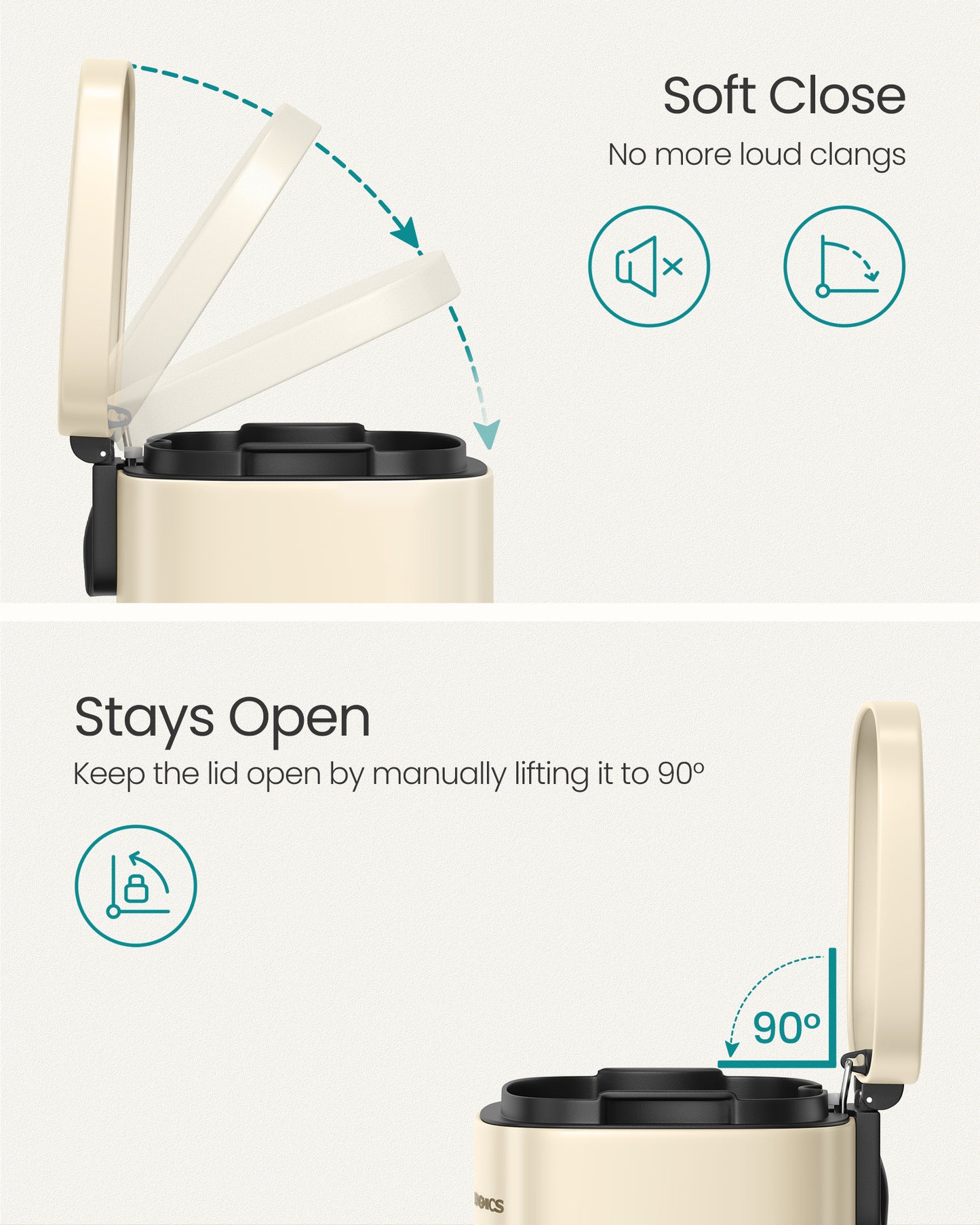 13 Gal (50 L) Trash Can, Stainless Steel Kitchen Garbage Can, Soft Close, Step-On Pedal, Removable Inner Bucket