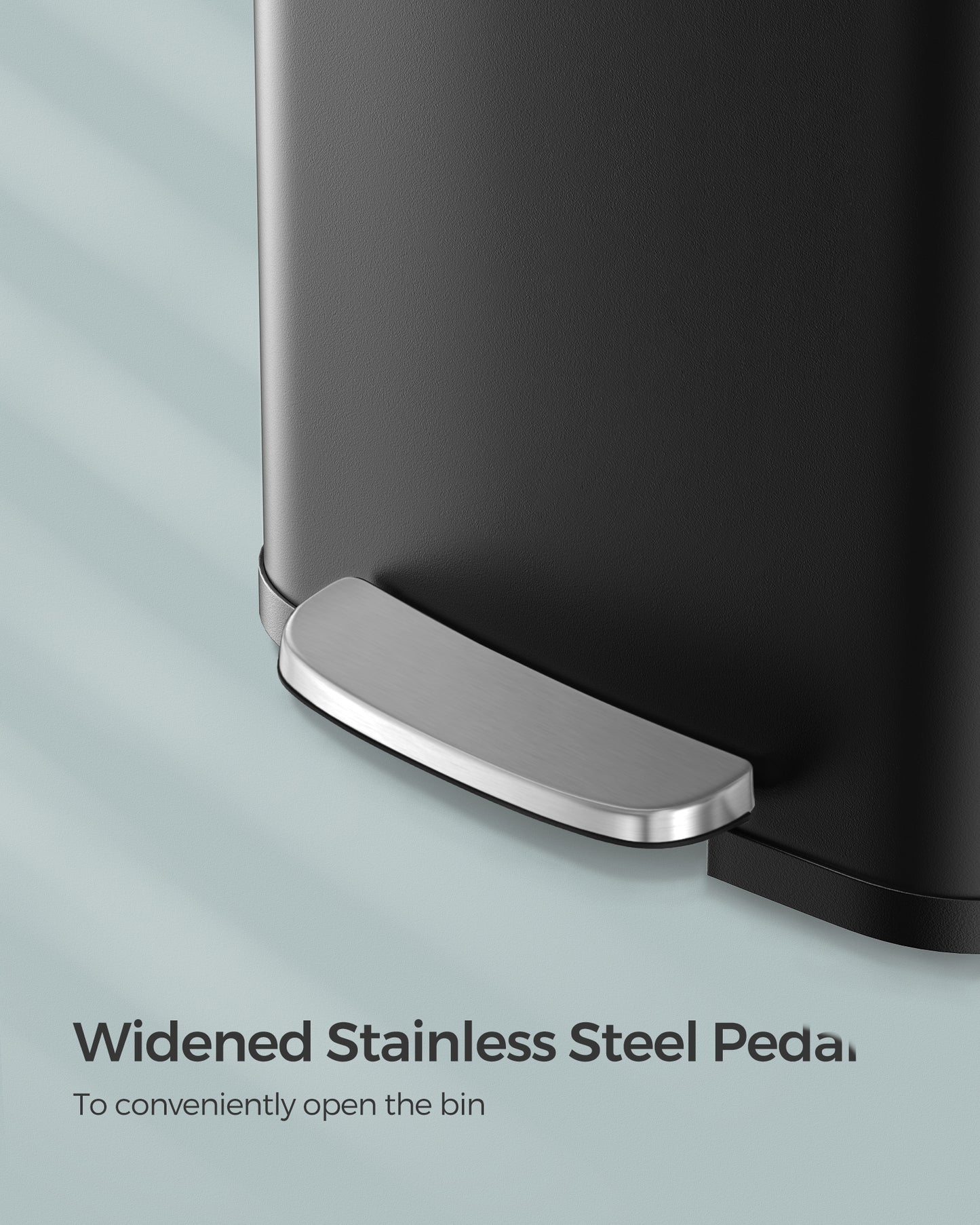 SONGMICS Kitchen Trash Can 13 Gallon Stainless Steel Garbage Can Recycle Bin with Stay-Open Lid and Step-on Pedal Black