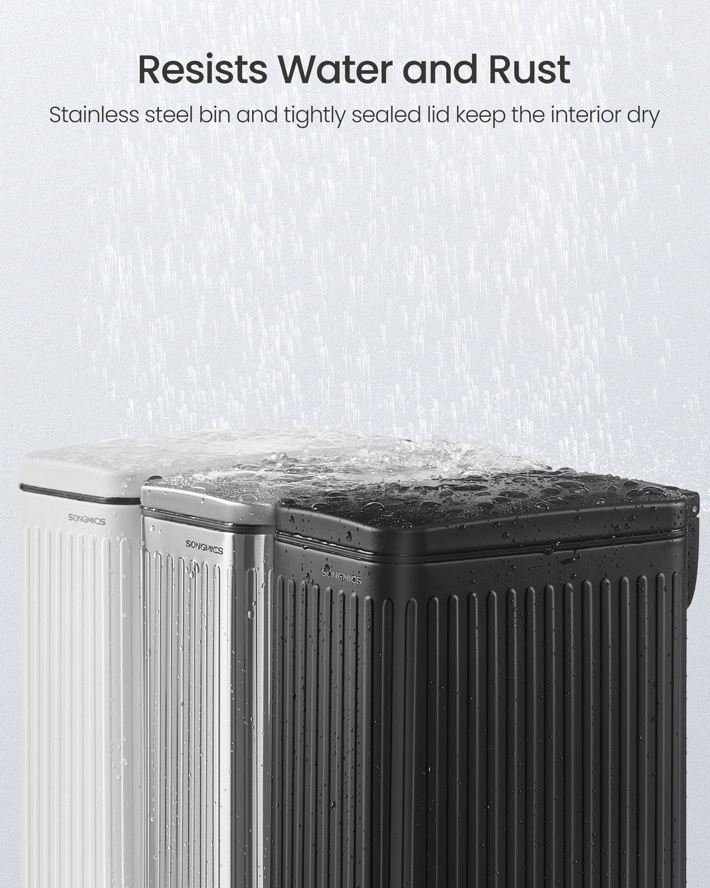 1.6-Gallon Bathroom Trash Can - Slim Stainless Steel Bin with Soft-Close Lid & Foot Pedal, Space-Saving Design, Ink Black