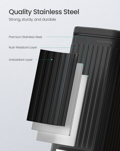 1.6-Gallon Bathroom Trash Can - Slim Stainless Steel Bin with Soft-Close Lid & Foot Pedal, Space-Saving Design, Ink Black