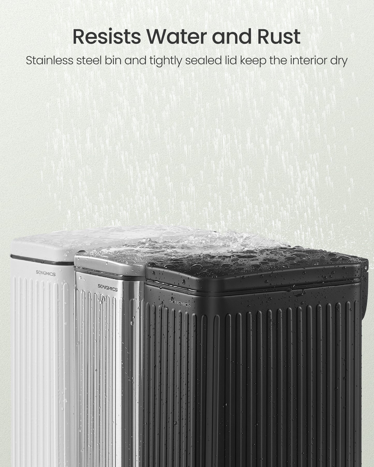 Designer Fluted Bathroom Trash Can - 1.6-Gallon Stainless Steel Bin with Soft-Close Lid & Pedal, Slim Space-Saving, Matte White
