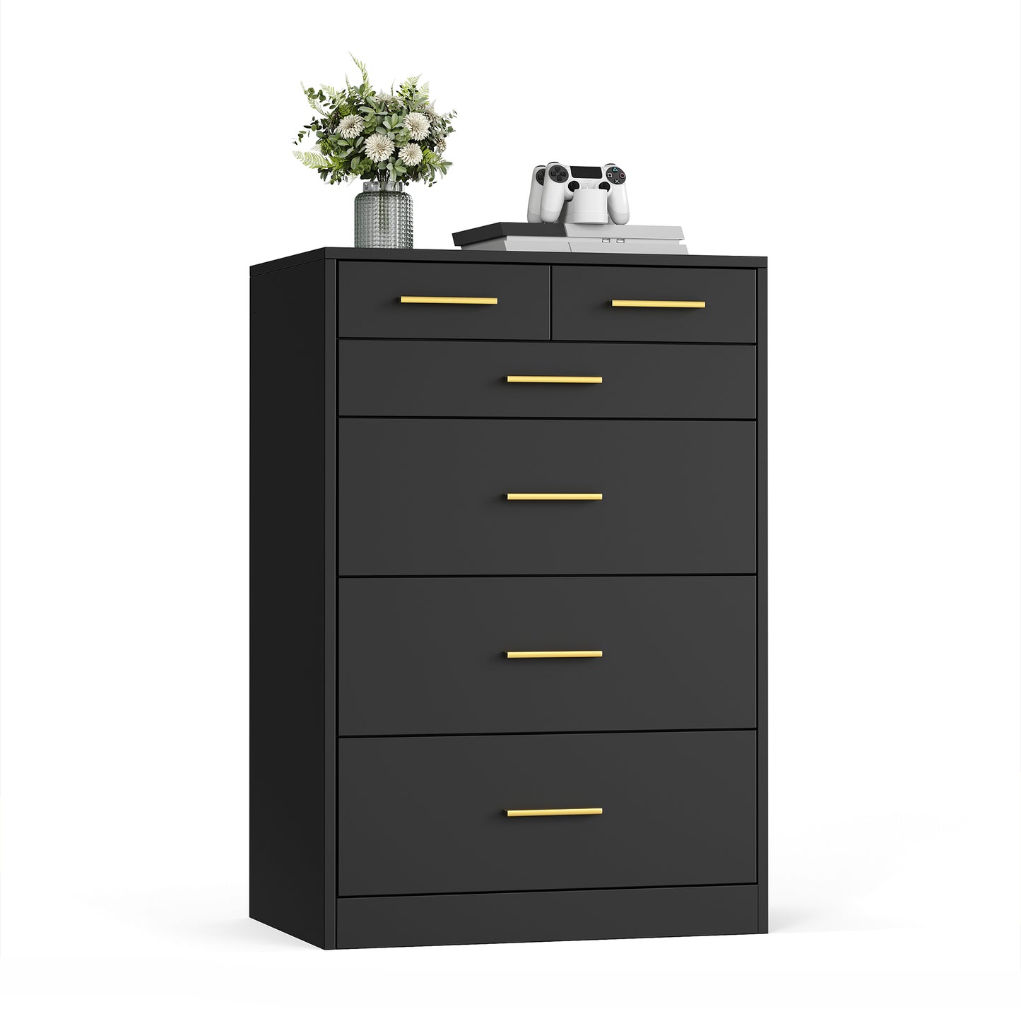 VASAGLE CUSTOS Collection - Dresser for Bedroom, Chest of Drawers for Closet, Modern Style, TV Stand, 6 Drawers, Ink Black