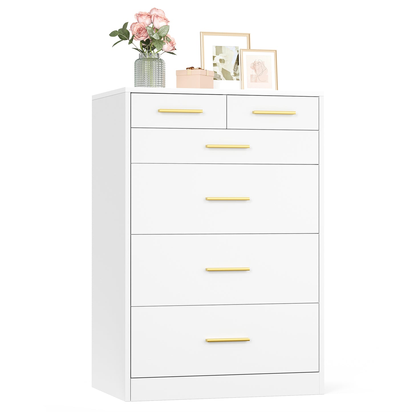 VASAGLE Custos Collection - Dresser for Bedroom, Chest of Drawers for Closet, Modern Style, TV Stand for Living Room, 6 Drawers, Cloud White