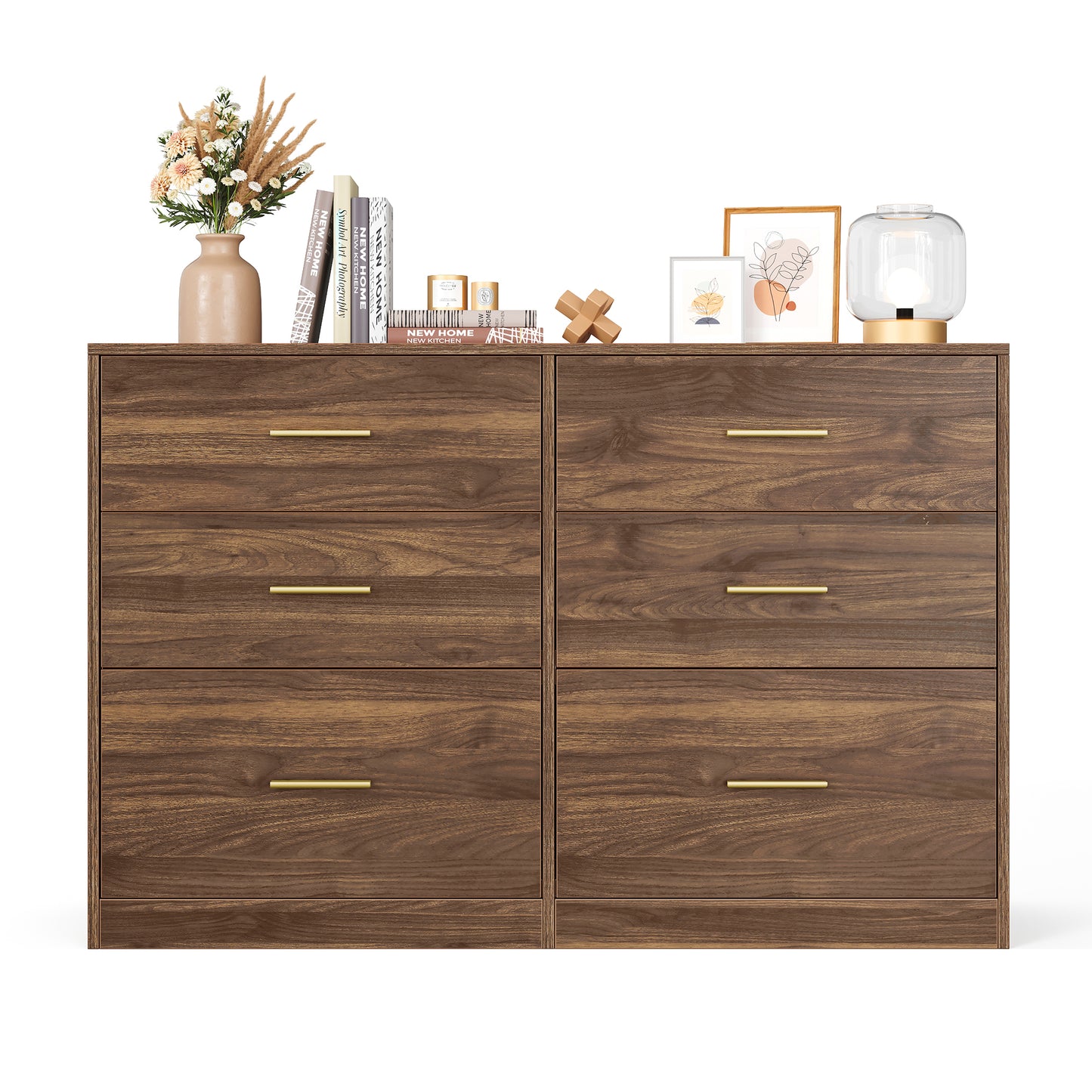 VASAGLE Custos Collection - Dresser for Bedroom, Chest of Drawers for Closet, Modern Style, TV Stand for Living Room, 6 Drawers, Walnut Brow