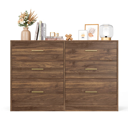 VASAGLE Custos Collection - Dresser for Bedroom, Chest of Drawers for Closet, Modern Style, TV Stand for Living Room, 6 Drawers, Walnut Brow