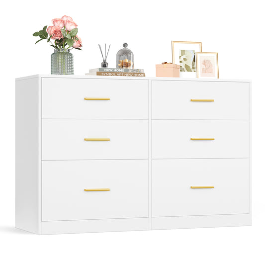 VASAGLE CUSTOS Collection - Dresser for Bedroom, Chest of Drawers for Closet, Modern Style, TV Stand for Living Room, 6 Drawers, 15.8 x 46.9 x 30.7 Inches, Cloud White