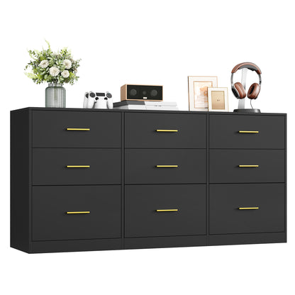 VASAGLE CUSTOS Collection - Dresser for Bedroom, Chest of Drawers for Closet, Modern Style, TV Stand, 15.8 x 63 x 30.7 Inches, Ink Black