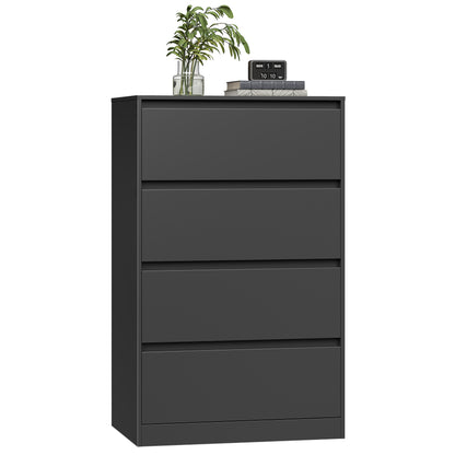 VASAGLE 4-Drawer Dresser, Modern Minimalist Storage Tower Unit, Chest of Drawers for Organizing, 15.7 x 23.6 x 38.3 Inches, Ebony Black