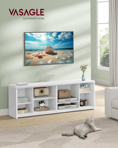 TV Stand for TVs up to 75 Inches, Entertainment Center with Storage Shelves, TV Console Table, Easy to Assemble, TV Cabinet for Living Room, Bedroom, Cloud White