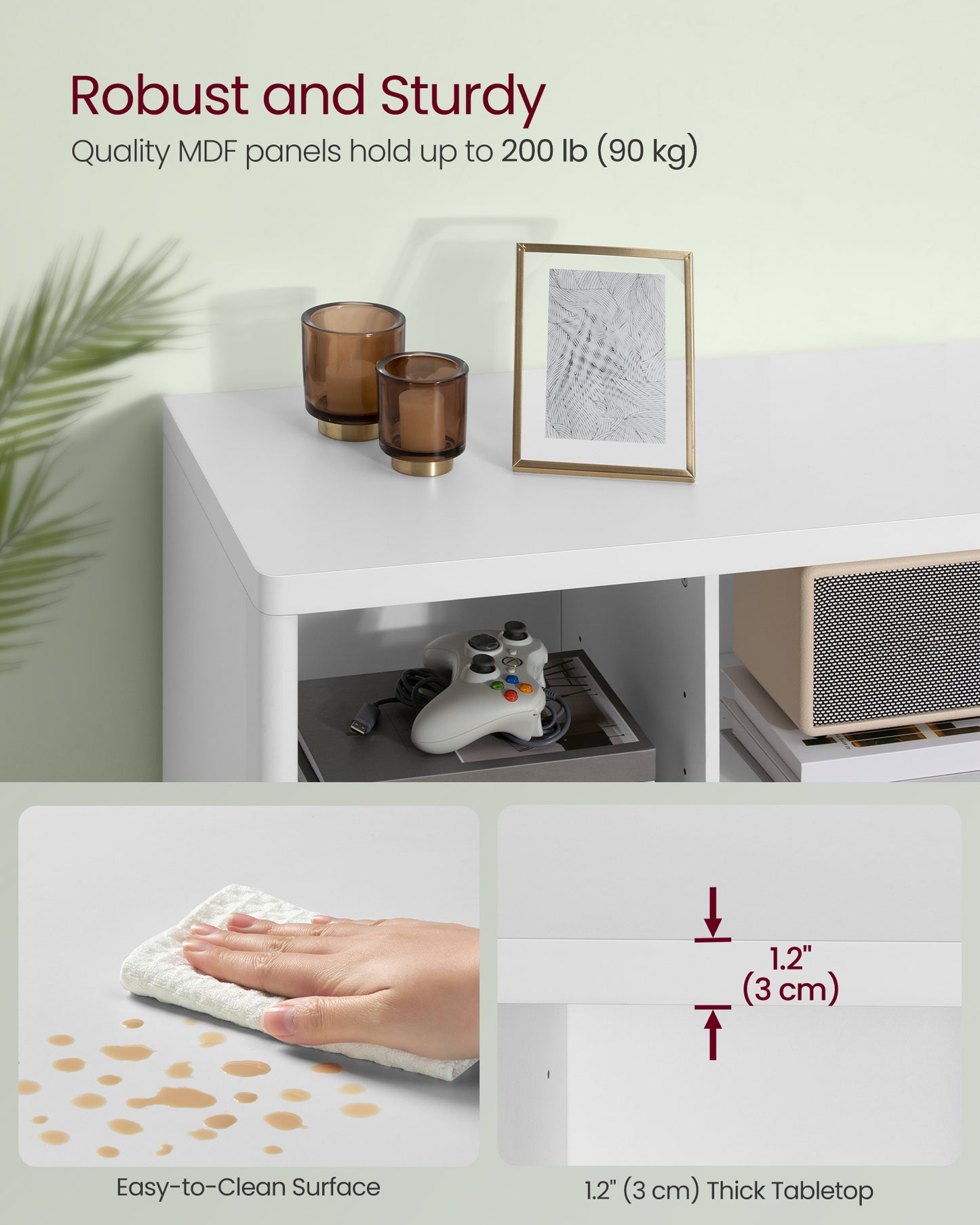 TV Stand for TVs up to 75 Inches, Entertainment Center with Storage Shelves, TV Console Table, Easy to Assemble, TV Cabinet for Living Room, Bedroom, Cloud White